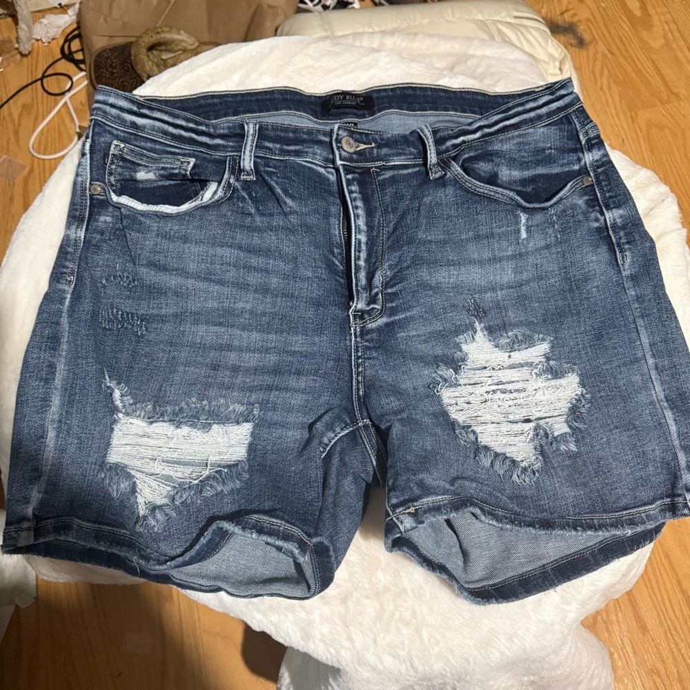 Judy Blue Dark Blue Distressed Jean Shorts